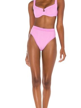 Set: l*space Pink Ribbed High-Waist Underwire Bikini